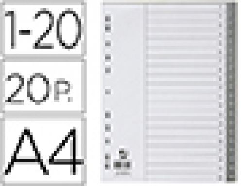 Separador q-connect numericos plastico 1-20 jogo de 20 separadores din a4multiperfurado , Q-connect , 77550 , 5705831340244